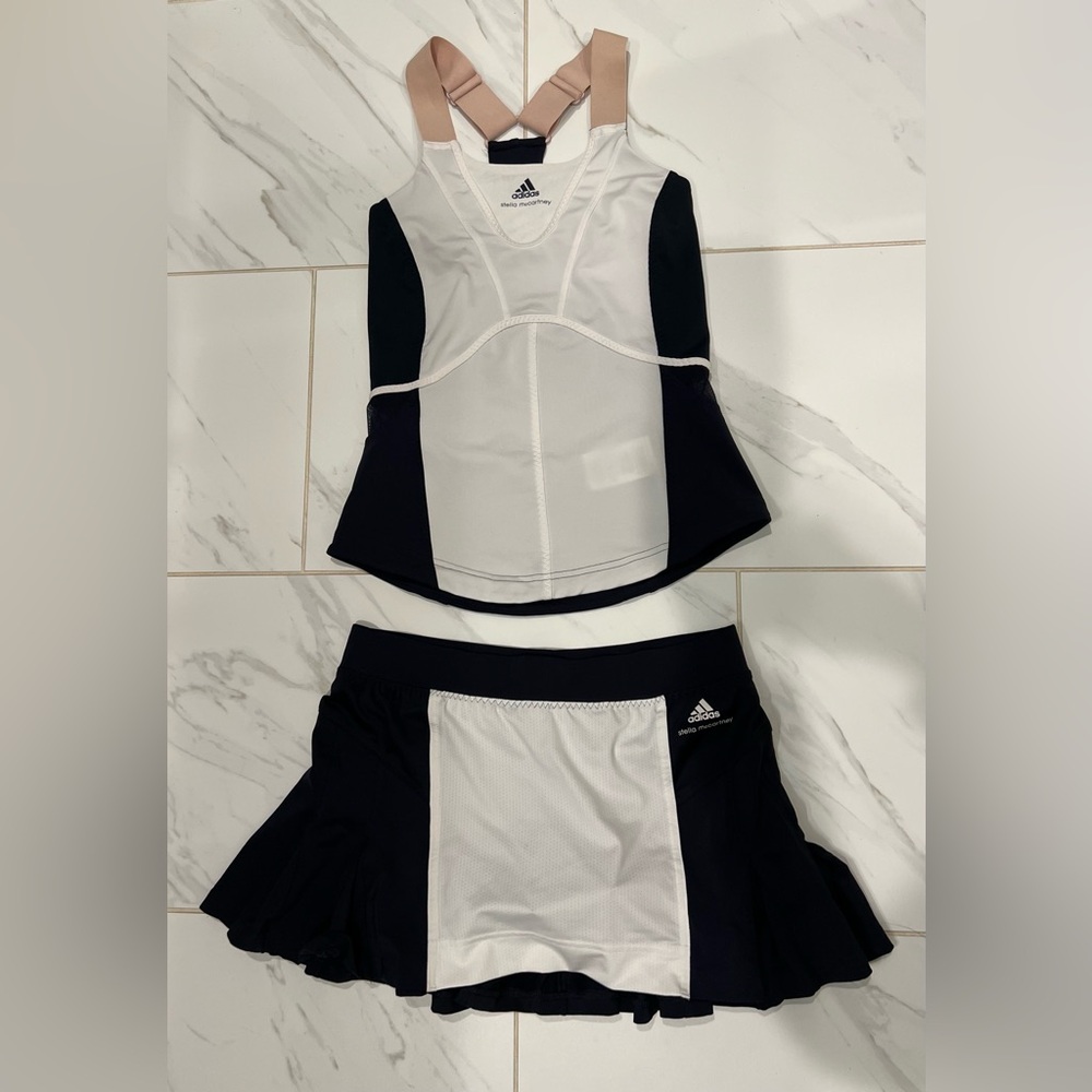 Adidas Stella McCartney 2-pc Tennis Outfit Tank Skirt - Sz 36 XS - Navy White